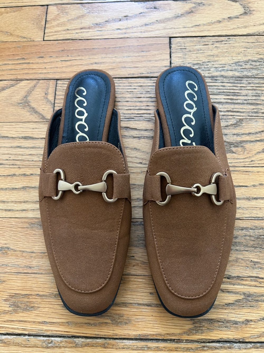 Ccocci Sienna gold buckle flat mules 8